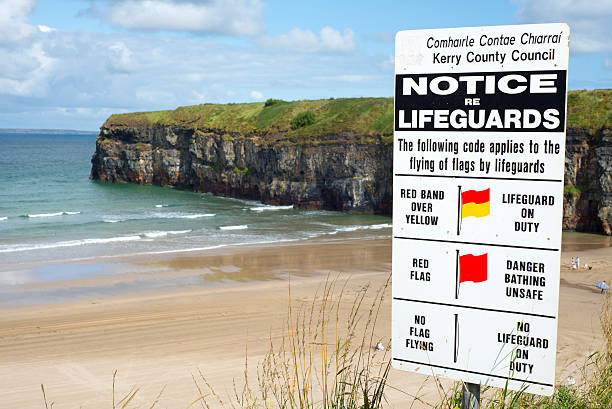 lifeguards notice at ballybunion resort stock photo