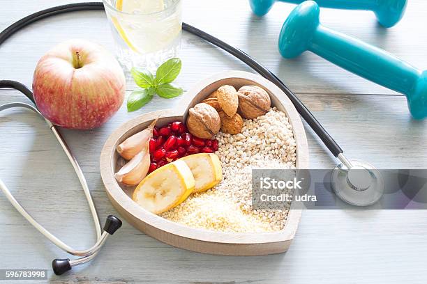 Healthy Food In Heart And Water Diet Concept Stock Photo - Download Image Now - Healthcare And Medicine, Herbal Medicine, Medicine