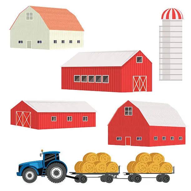 Vector illustration of Simple Old Fashioned Red Barn