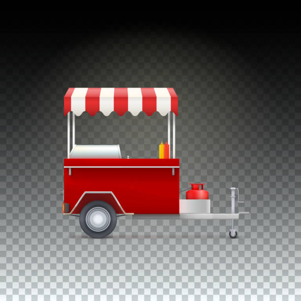 istock Fast food cart, street shop. 596786290