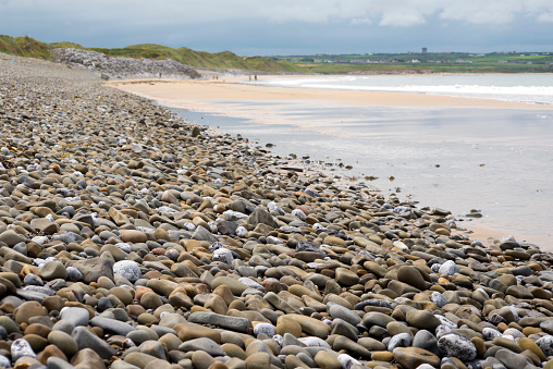 pebbled ballybunion beach beside the links golf course in county kerry ireland