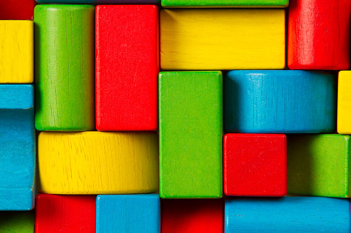 Toy Blocks Background, Organized Multicolor Children Building Bricks