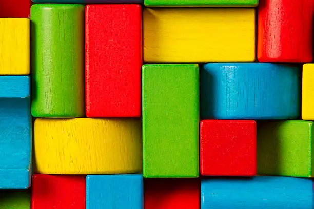 Photo of Toy Blocks Background, Organized Children Building Bricks