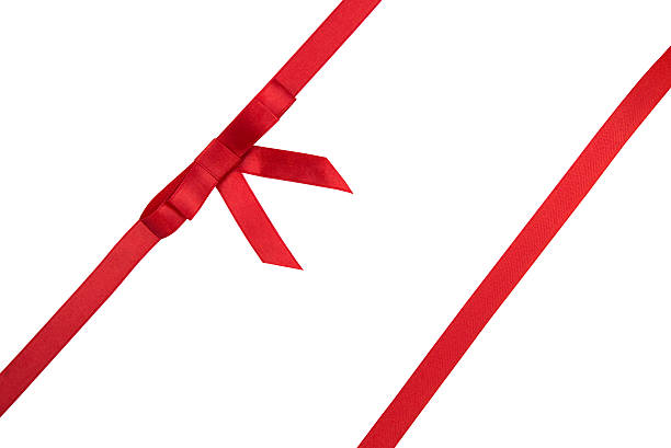 istock Red ribbon bow on white background 596792360