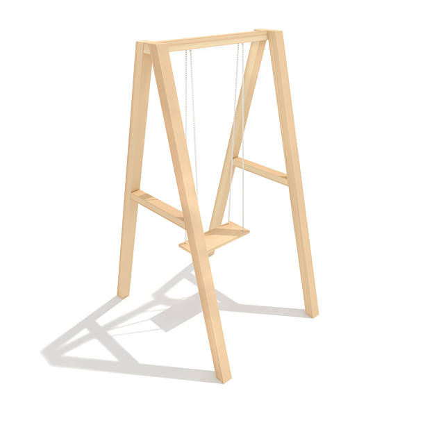 istock Baby wooden swing 3d render illustration 596795736