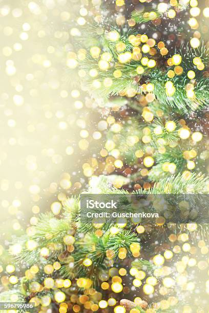 Christmas Background With Shining Lights Stock Photo - Download Image Now - Abstract, Backgrounds, Branch - Plant Part