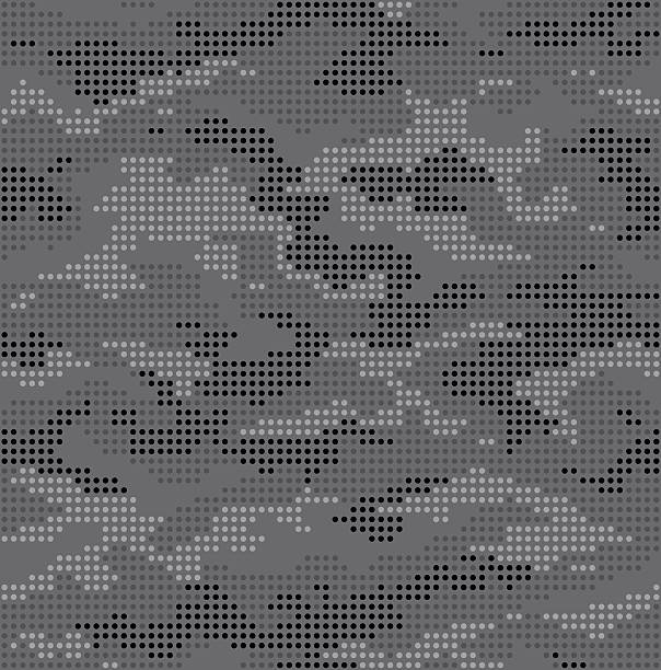 Dot camouflage seamless pattern gray Seamless repeat pattern of modern dot camouflage in gray coloration. camo pattern stock illustrations
