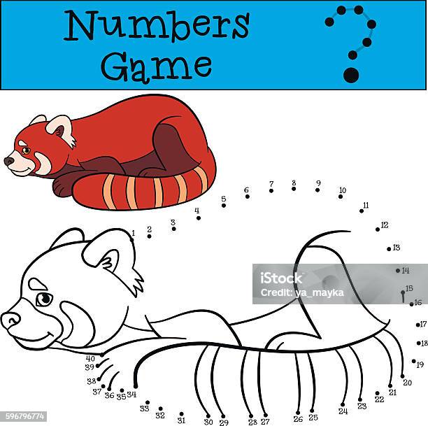 Educational Game Numbers Game Little Cute Red Panda Smiles Stock Illustration - Download Image Now