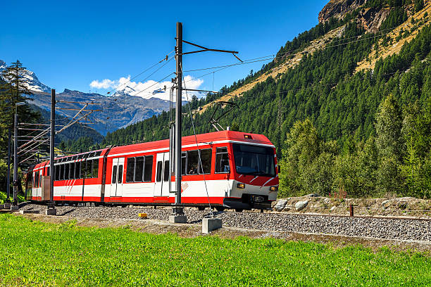 istock Electric red tourist train,Switzerland,Europe 596797366