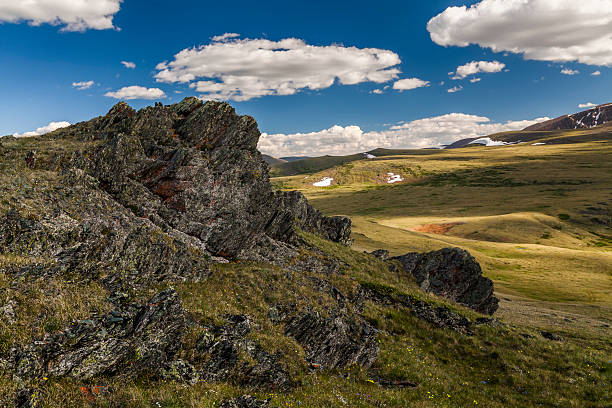istock Beautiful landscape with a valley, mountains and rocks. 596799542