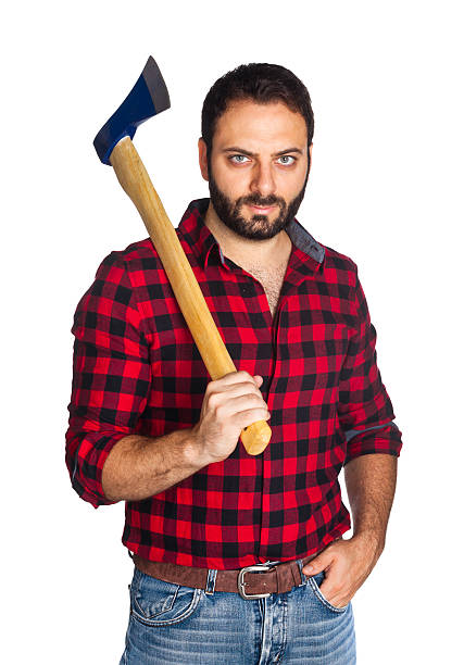 istock Lumberjack with plaid shirt 596800136