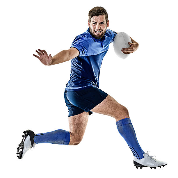rugby player man isolated one caucasian rugby player man studio isolated on white background rugby stock pictures, royalty-free photos & images