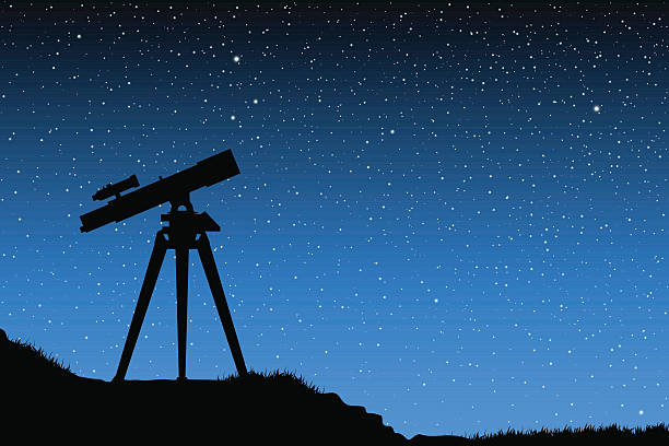 Astronomical observations Telescope against night sky starry sky telescope stock illustrations