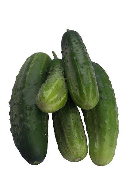 istock Five green cucumbers lie on each other 596803706