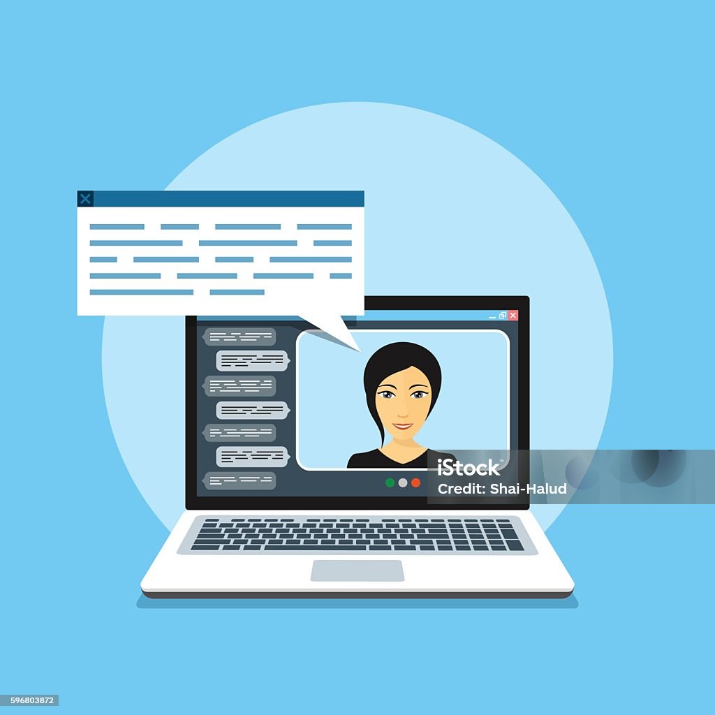 Computer Video Chat Images Video Chat Concept Stock Illustration - Download Image Now - Internet ...