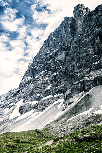 Eiger North Face from Eiger Trail, Switzerland Eiger North Face from Eiger Trail eiger northface stock pictures, royalty-free photos & images