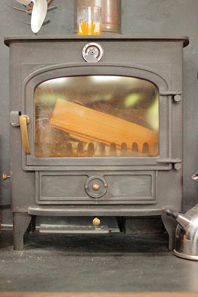 istock Wood burner in a cottage 596804004