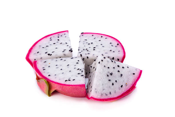 istock Vivid and Vibrant Dragon Fruit isolated on white background 596804096