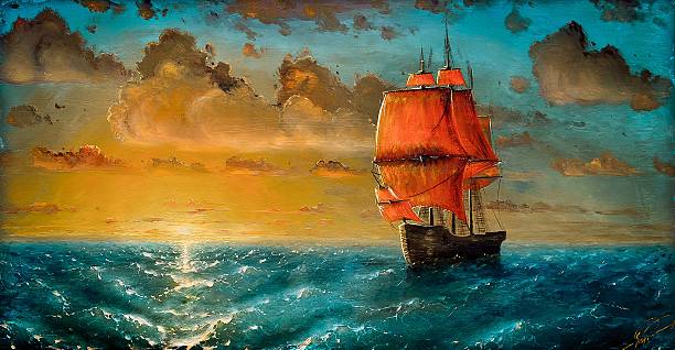 istock picture Scarlet sails colors on canvas 596805306