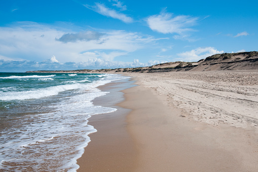 Beach in Aquitaine, on  Atlantic coastline in France 