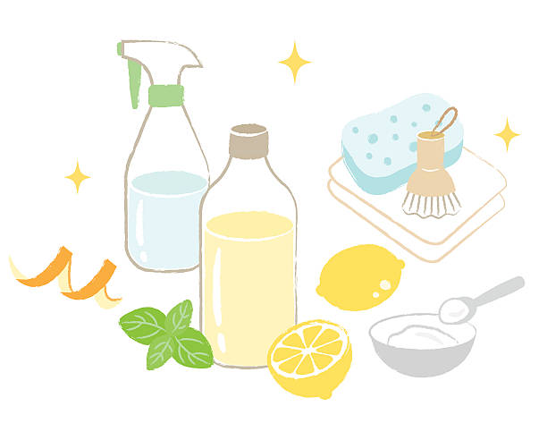 natural cleaning natural cleaning is healthy and eco-friendly for us. recipes are vinegar, baking soda, lemon, orange peel, and citric acid. citric acid stock illustrations