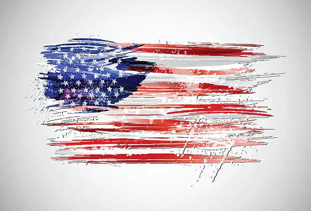 Vector illustration of Flag of USA made with colorful splashes