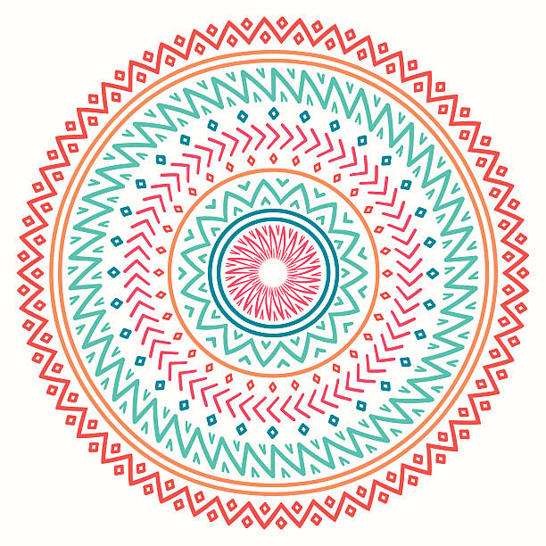 Ethnic mandala. Tribal hand drawn line geometric seamless pattern. Border. Doodles. Native vector illustration. Background. African, mexican, indian, oriental ornament. Henna tattoo style. Circle