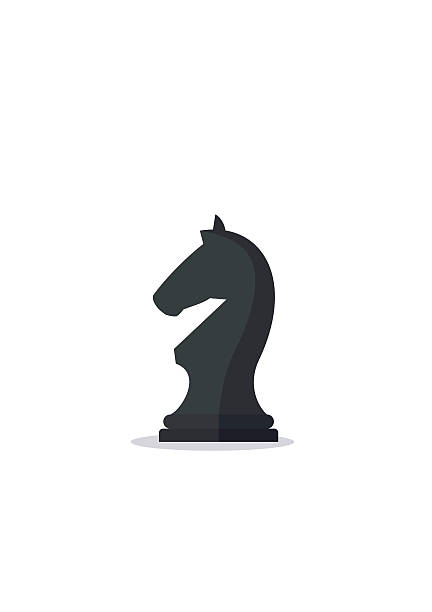 체스 조각 기사 아이콘 흰색 배경에 격리. 검은 말 - chess knight stock illustrations