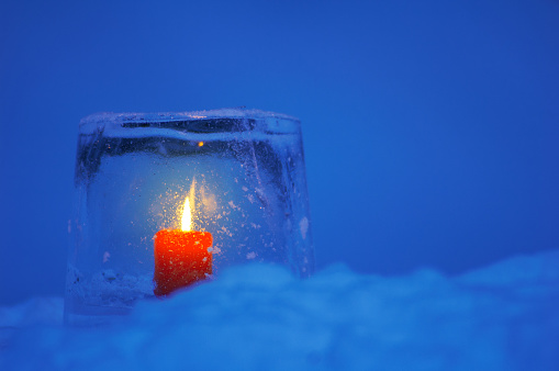 Ice lantern in snow