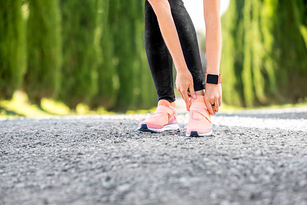 istock Lacing up sport sneakers 596813294