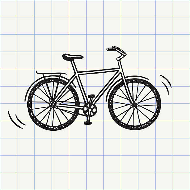 ikona doodle roweru - on wheels obrazy stock illustrations
