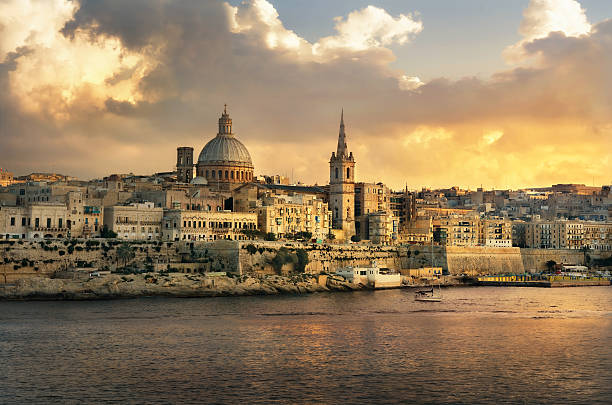istock Valletta skyline waterfront at sunset. Malta 596816344