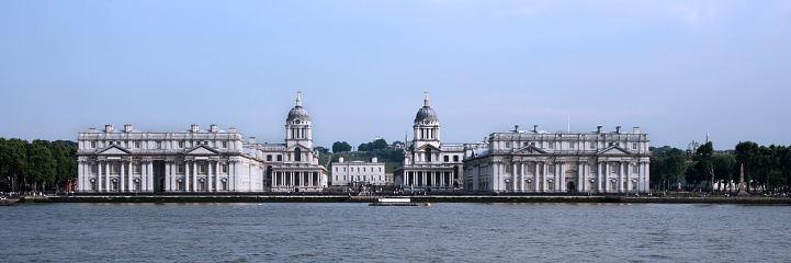View of Royal Naval College in Greenwich from the other side of the Thames river.