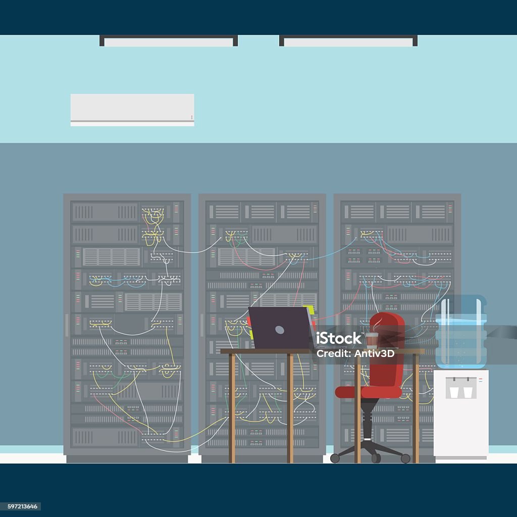Interior Server Room Stock Illustration - Download Image Now ...