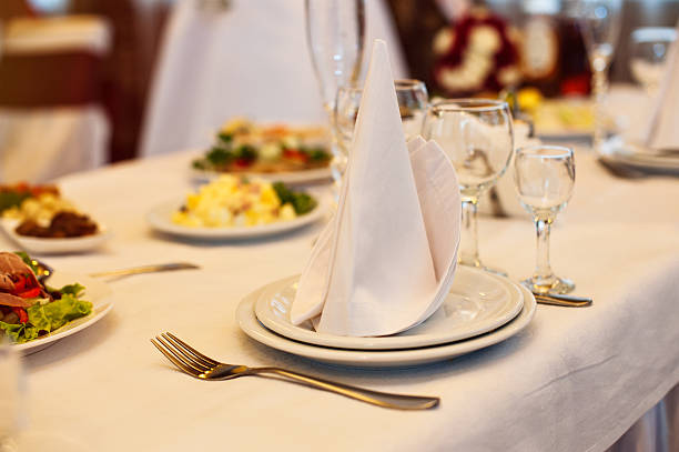 istock served a festive table for wedding dinner in the restaurant 597216482