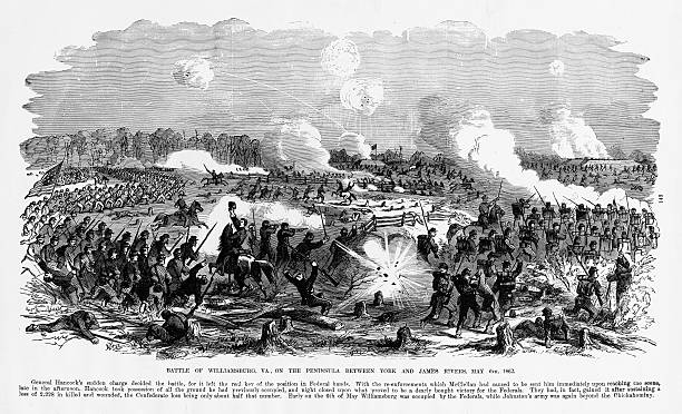 istock Battle of Williamsburg, Virginia, 1862 Civil War Engraving 597218590