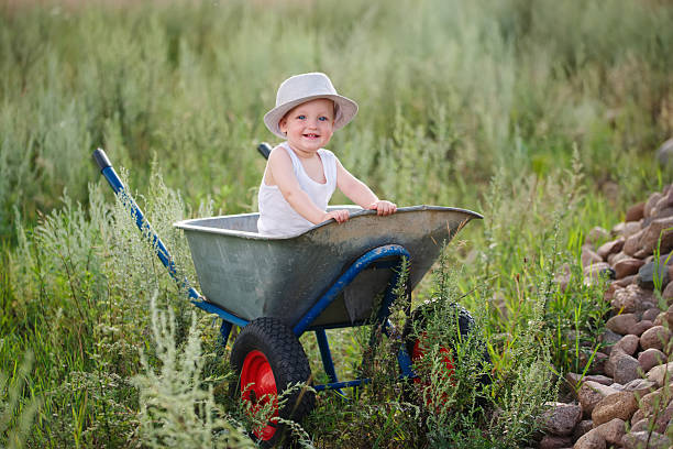 istock little boy with wheelbarrow 597218598