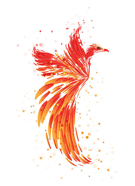 Phoenix - Mityczny ptak na białym – artystyczna grafika wektorowa