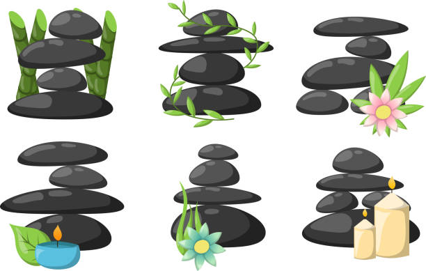 kamienie spa izolowane ilustracji wektorowej. - rock vector stack heap stock illustrations