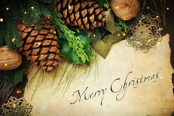 istock Paper background with Christmas border 597227612