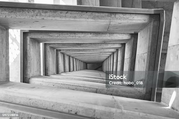 Spiral Square Stairs Viewed From Above Stock Photo - Download Image Now - Contrasts, Personal Perspective, Deep