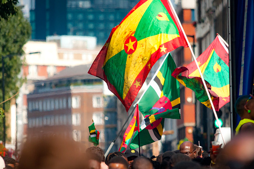 London, UK - August 29, 2016: Notting Hill Carnival is the largest street party in Europe and takes place at the Royal Borough of Kensington and Chelsea each August over the two days of bank holiday