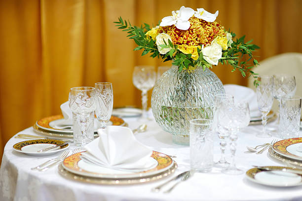 istock Table set for an event party or wedding reception 597234846