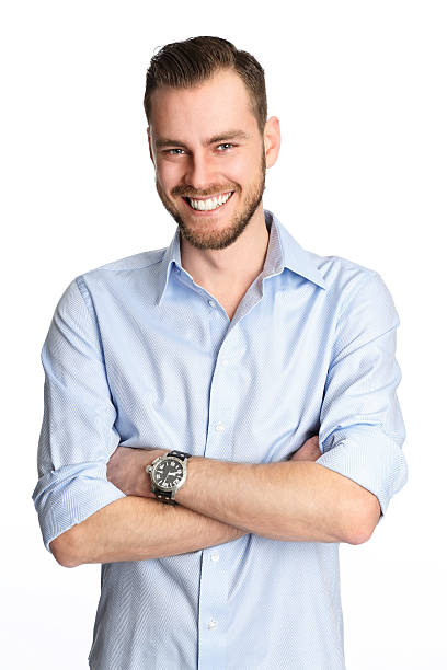 istock Macho man in blue shirt 597236390