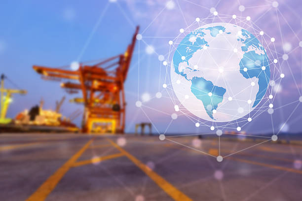 istock Global connection concept of Industrial Container Cargo freight ship 597241998
