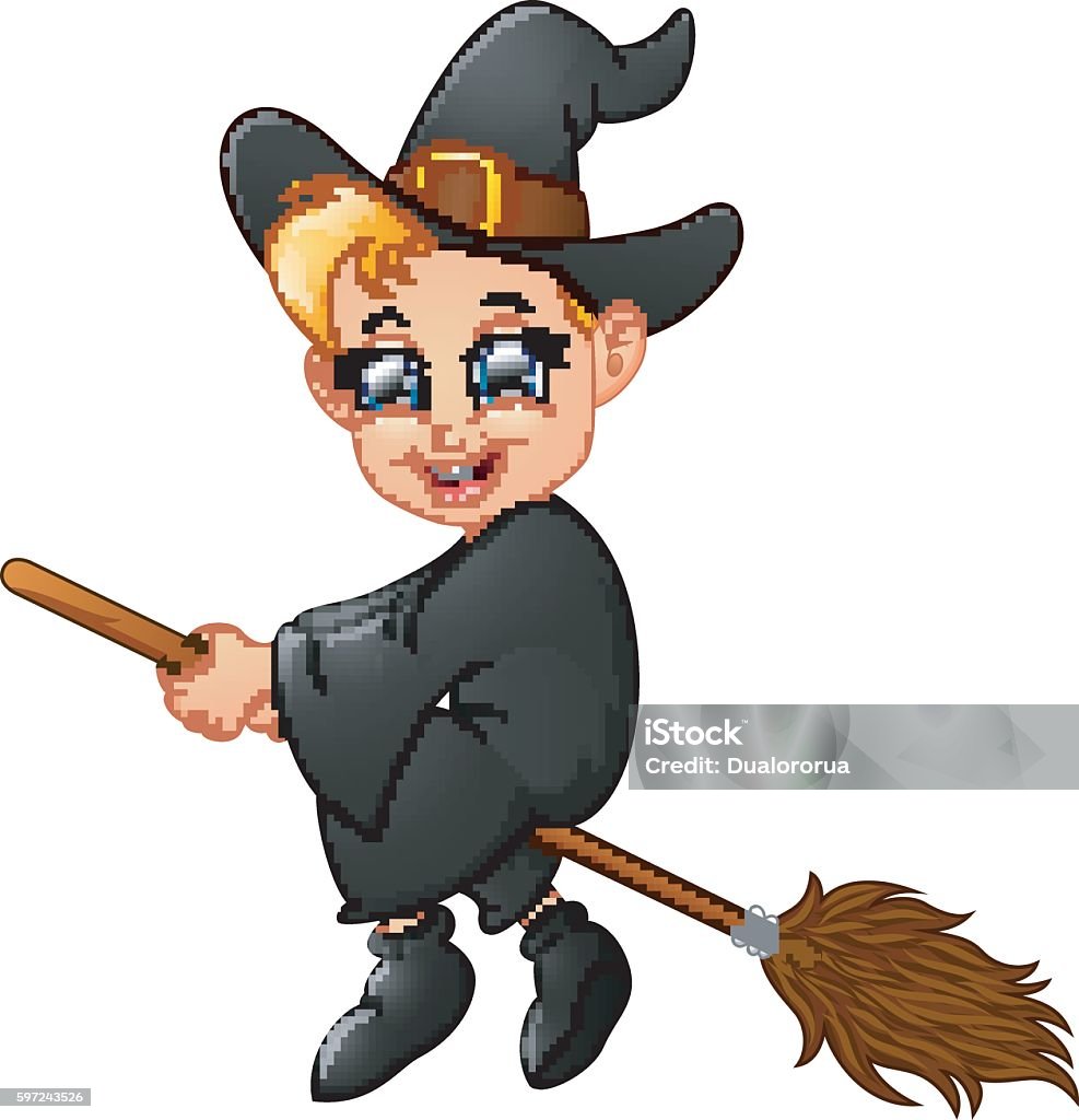 Little Witch Cartoon Flying Stock Illustration - Download Image Now -  Halloween, Black Color, Boys - iStock