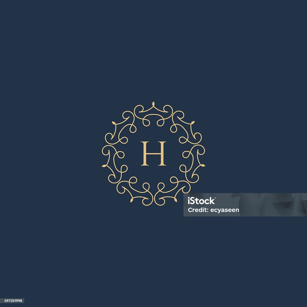 Vintage Luxury Floral H letter logo badge. Vintage Luxury Floral letter logo badge. Vector Design template. Letter logotype template. Coat Of Arms stock vector