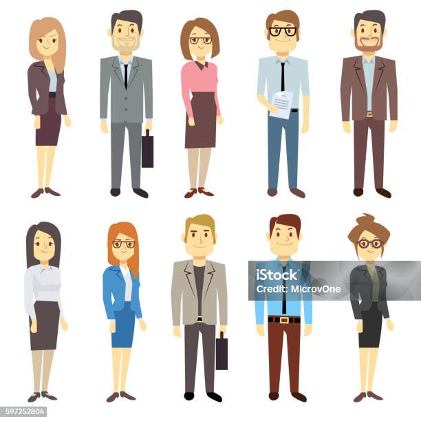 Businessmen Businesswomen Employee Vector People Characters Various Business Outfits Stock Illustration - Download Image Now