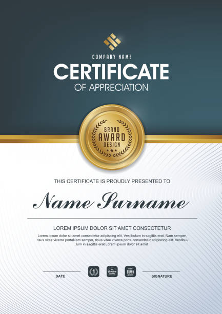 CERTIFICATE 321 certificate template with clean and modern pattern, award certificate stock illustrations