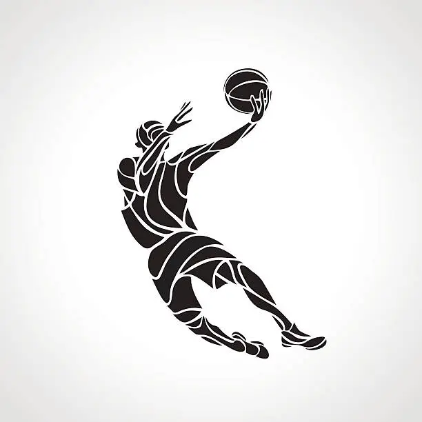 Vector illustration of Basketball player. Slam Dunk Silhouette